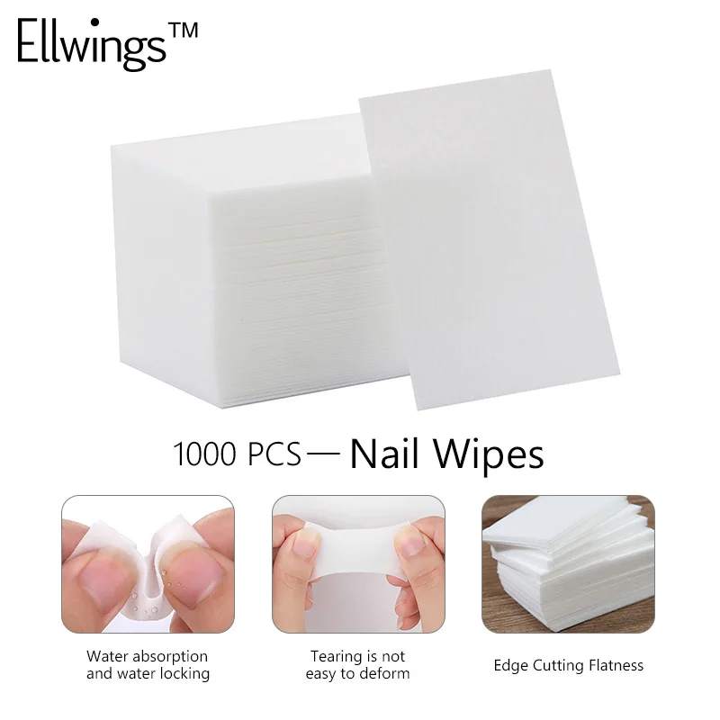 

Ellwings 1000Pcs Nail Wipes Nail Gel Polish Remover Nail Art Tools Cleaner White Paper Nail Varish Manicure Tool
