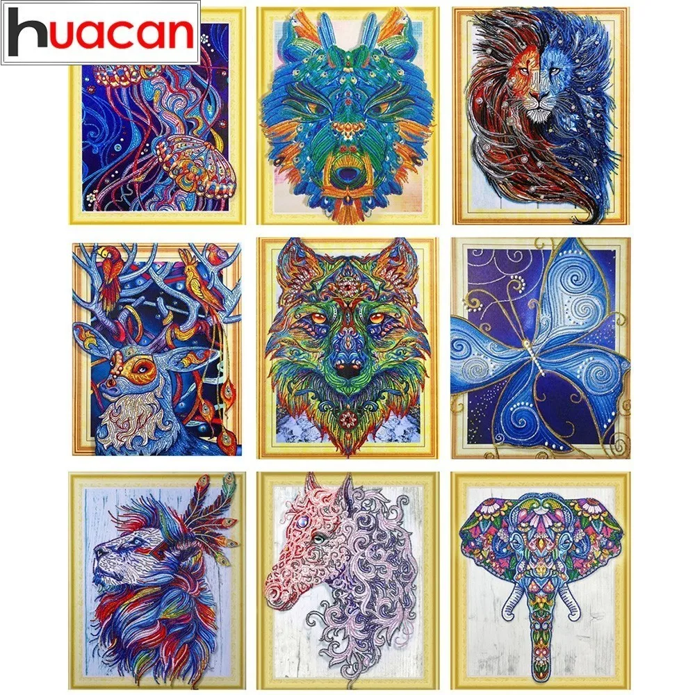 

HUACAN 5D DIY Diamond Painting Animal Special Shaped Diamond Embroidery Lion Picture Of Rhinestones Home Decor 40x50cm