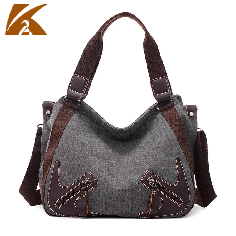 

KVKY 2019 Women Canvas Bags Handbags Female Casual Travel Shoulder Bag Solid Handbag Ladies Large Capacity Tote Hand Bags