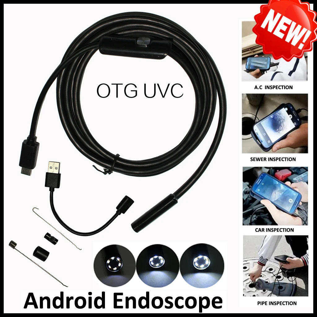 

High Quality 5.5mm Len 5M Android OTG USB Endoscope Camera Flexible Snake USB Pipe Inspection Android Phone USB Borescope Camera