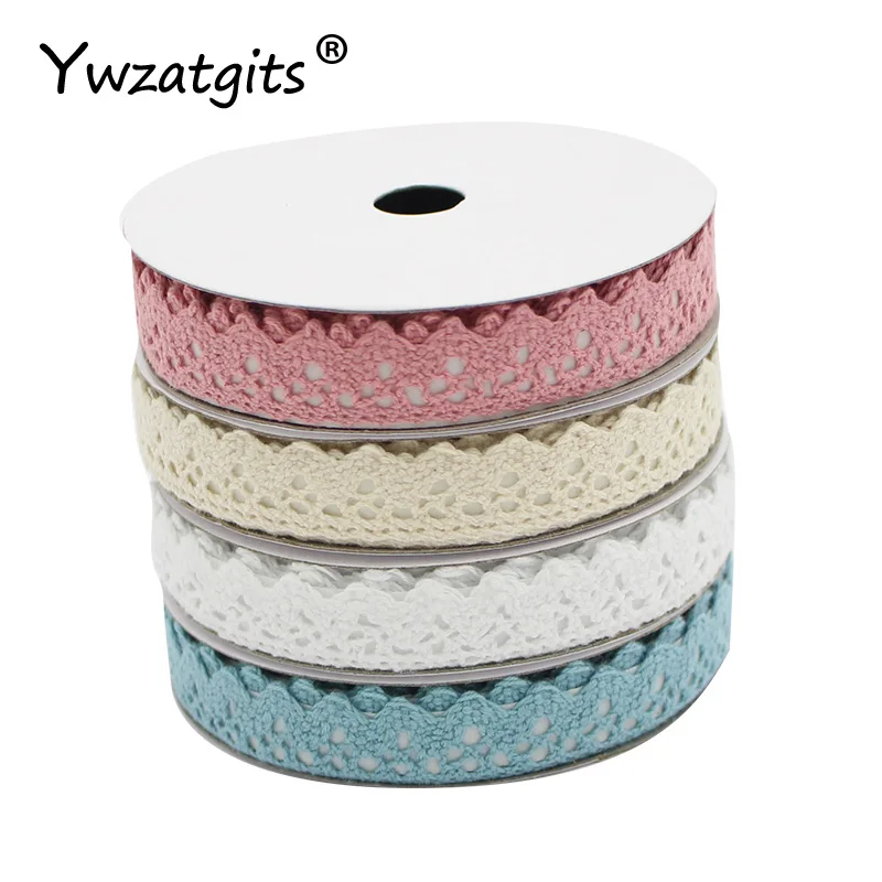 

ywzatgits 15mm Multi colors option Adhesive Tape Cotton Fabric Lace Tape Sticker DIY Scrapbooking Crafts 2y/lot YI1007