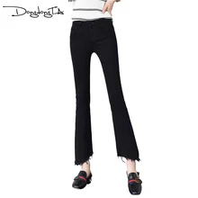 DONGDONGTA Лето г. Джинсы-стретч женские с высокой талией сзади разделение джинсы для женщин Femme ботильоны Длина Твердые джинсовые женские HMF-50-2057