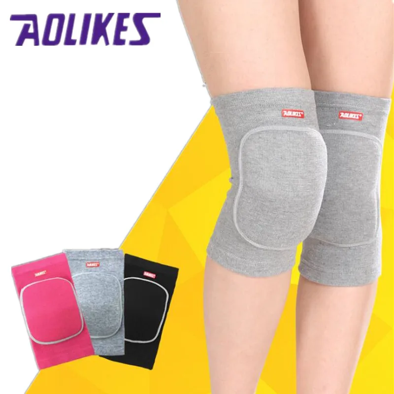 AOLIKES 1 زوج الرجال النساء الرقص الكرة الطائرة التنس الركبة منصات الرياضة نجوم النادي الأهلي رياضة نيبادس السلامة سميكة الإسفنج الركبة دعم