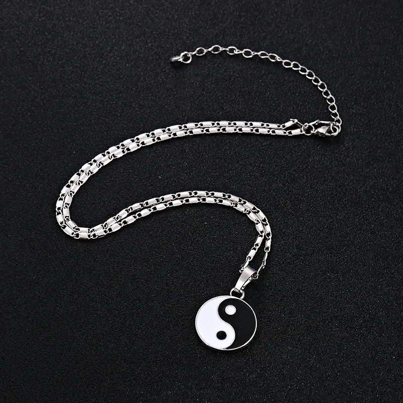 Женское и мужское ожерелье с кулоном Yin Yang Ba Gua Taichi цепочка в стиле панк для