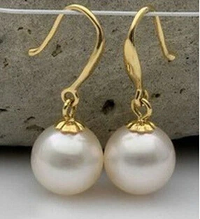 

ry00506 HOT AAA 10-11MM NATURAL SOUTH SEA WHITE PEARL EARRINGS 14K