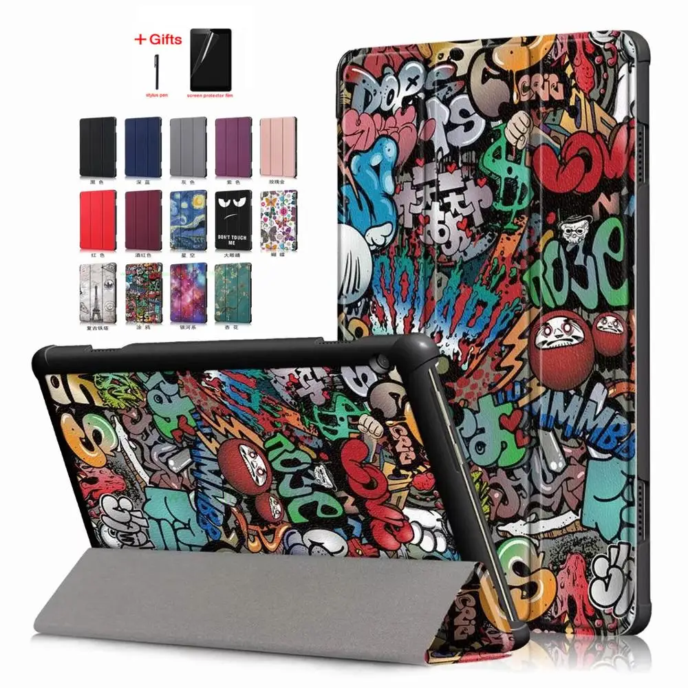 

Tri-fold Magnetic Funda Capa For Lenovo Tab M10 TB-X605F TB-X605L 10.1 inch Tablet Protective Cover Skin Case + Screen film +Pen