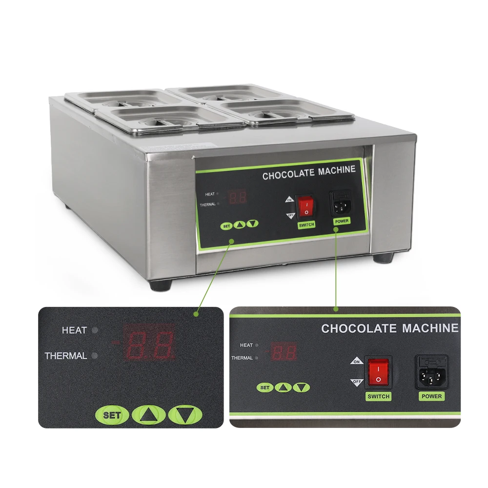 ITOP Commercial Chocolate Melting Machine Capacity 8kg/12kg Electric Chocolate Heating Pots 1/2/3/4/5/6 Pots 1000W 110V 220V 3