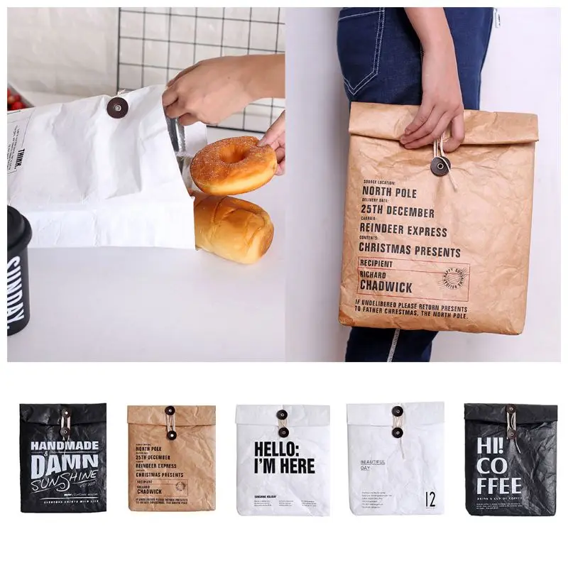 THINKTHENDO новая коричневая бумажная сумка для обеда, многоразовый мешок для коробки, прочный изолированный термобумажный мешок, контейнер для пикника