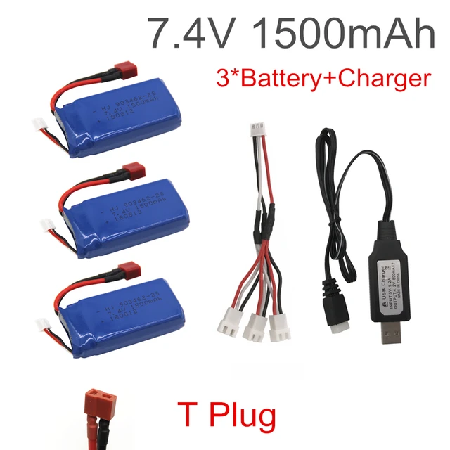 Batterie Lipo avec prise JST, pièces multi-moteurs, batterie au lithium 2s, 7.4  V, 1500mAh, 7.4 mAh, 30C, 1500 V - AliExpress