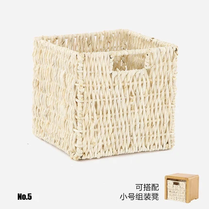 Японский стиль, деревенский ручной работы, вязаная настольная корзина для хранения мелких предметов, корзина для журналов, корзина для хранения на открытом воздухе - Цвет: As picture