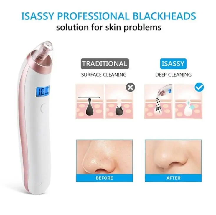 

Electric Blackhead Remover Vacuum Acne Comedone Extractor Facial Pore Cleanser Removal Tool with 4 Replacements for Face Beauty