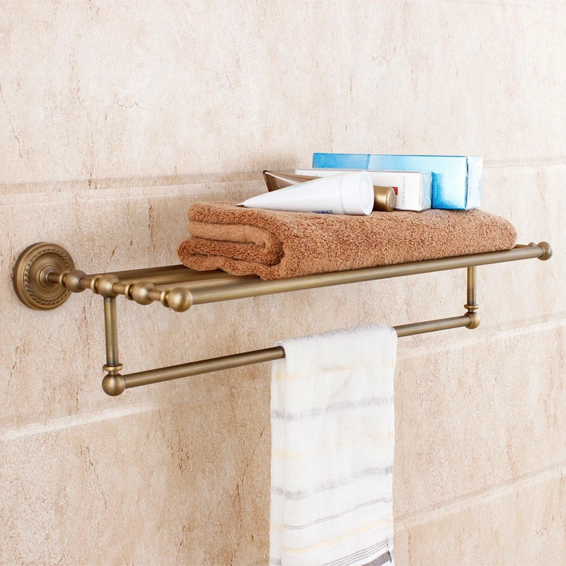 Antique Copper Bronze Bathroom Towel Racks European Double Towel Racks