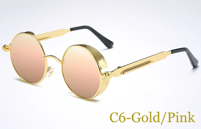 Lvvkee Модные поляризованные солнцезащитные очки женские стимпанк Солнцезащитные очки мужские круглые брендовые дизайнерские розовые очки