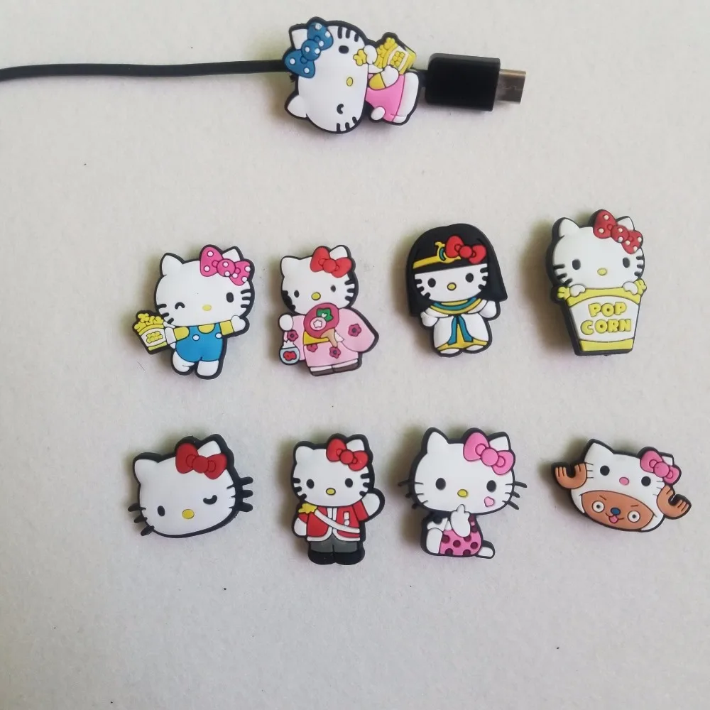 

200pcs/lot Hello Kitty USB Cable Protector Data wire protection sleeve Charging line data cable protection for iphone Samsung