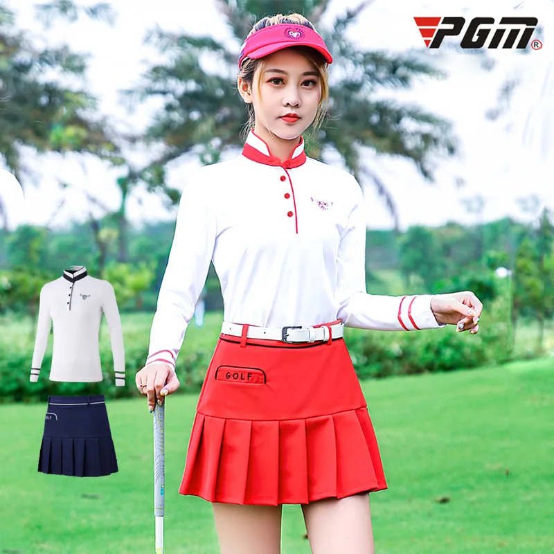 PGM autumn winter golf apparel ladies long sleeved T shirt short skirt