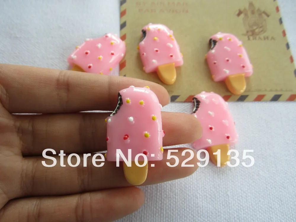 

Free Shipping! Resin Pink Ice Cream, Resin Flat back Cabochons for Phone Decoration, Crafts Making DIY (22*37mm)