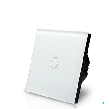 

1 way 1 gang 220V wall light switch EU standard white tempered galss dimmer switch for table lamp with led backlight indicator