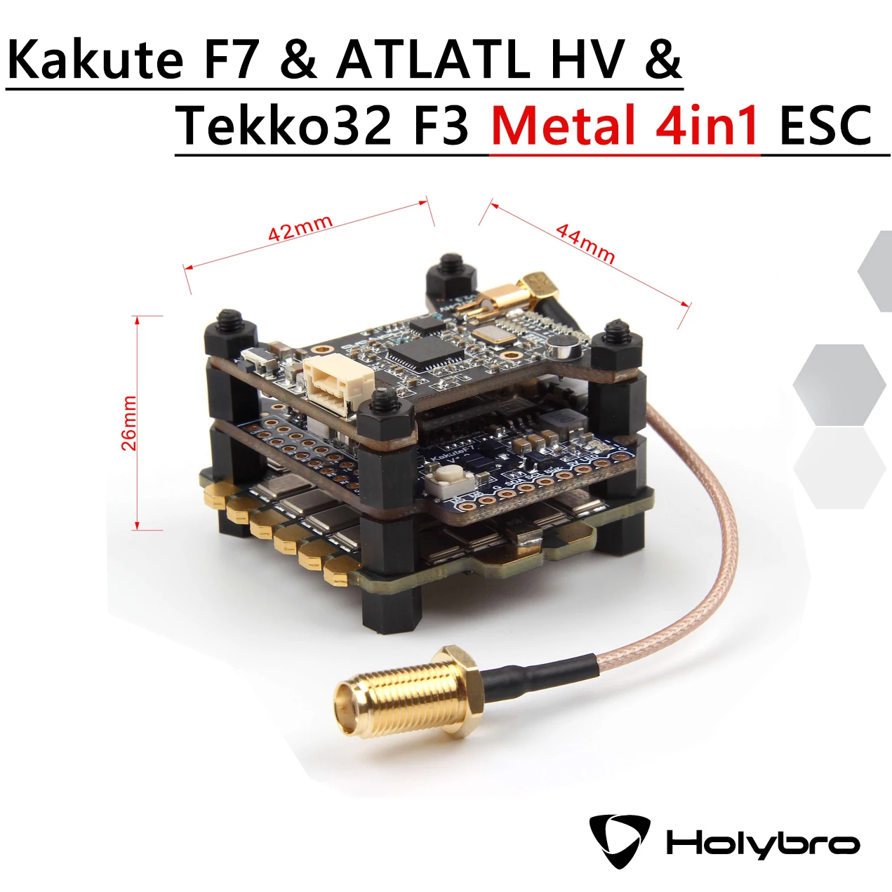 Holybro Kakute F7 Контроллер полета& Holybro Atlatl HV V2 5,8G Видео передатчик& Tekko32 F3 Металл 65A ESC комбо для FPV