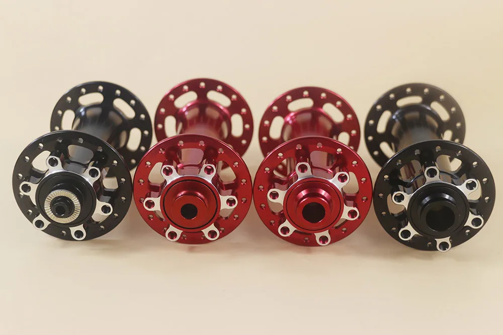 black or red 6 bolt disc brake snow bike hub