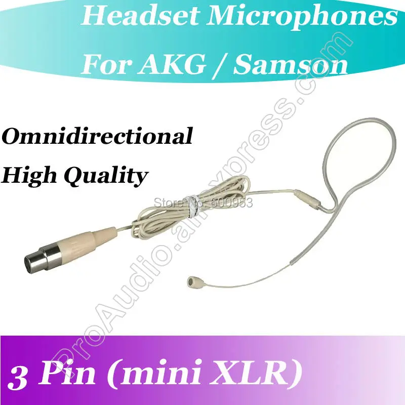 

MICWL Beige Wireless ear hook Headset Microphone for AKG Samson Gemini Wireless Beltpack Mic Transmitter ( mini XLR 3Pin )