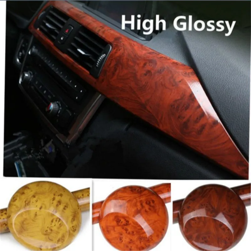 

high glossy wood grain vinyl sticker decal roll car interior DIY film wrap self adhesive pvc carbon car decoration 30*100cm