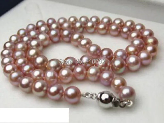 

YH@CS >>>>>>9-10 mm Real Purple Pearl 18KWGP Ball Clasp Necklace