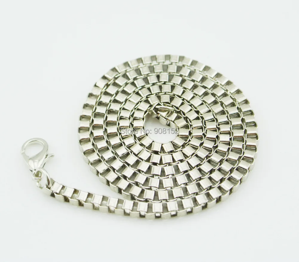 Buy 2pcs/lot Zinc Alloy Box Chain Necklace Rhodium