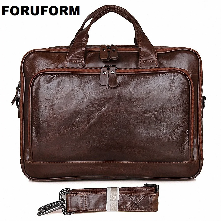 Genuine Leather Men Messenger Bags Business 14 Inch Laptop Bag Men's Briefcase Tote Shoulder