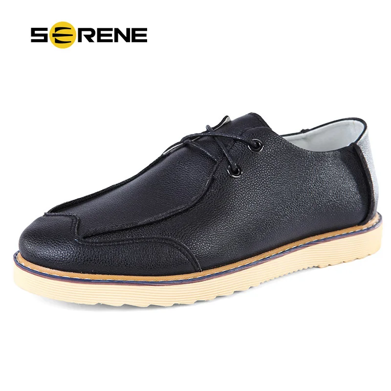 

SERENE Brand 2018 Mens Shoes Leather Fashion Mens Lace-up Casual Business Loafers Comfort Driving Shoes Moccasins Spring Autumn