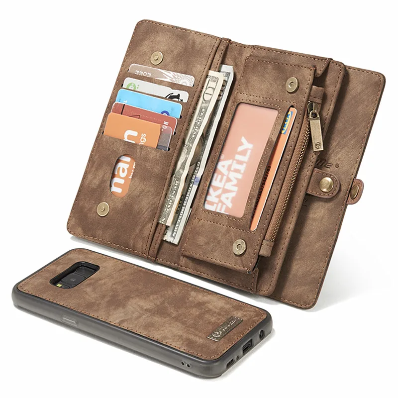 

S8 Plus Multifunctional Zipper Wallet Case Brand Phone Cover Magnetic Stand Case for Samsung Galaxy S8 S8 Plus with Card Holder