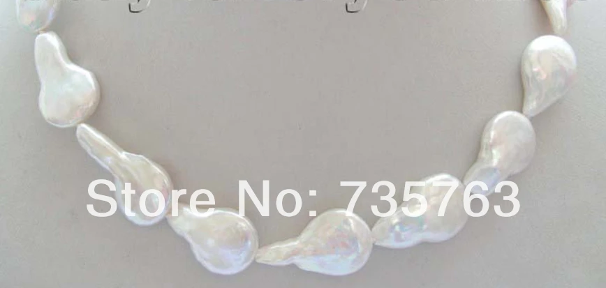 

HOT 001094 Genuine Natural White Coin Pearl Necklace