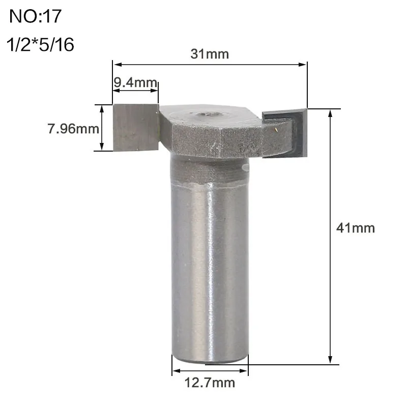1 шт. 1/4and1/2 хвостовик T тип долбежный резак фрезы для деревообработки Т-образные фрезы Деревообрабатывающие инструменты - Длина режущей кромки: NO17