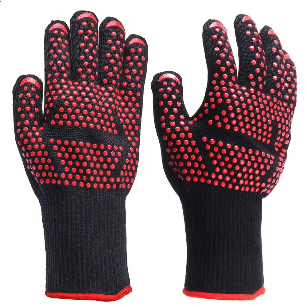 

Heat Proof 1 Pair 500C Grilling Gloves BBQ Kitchen Cooking Industrial Hot Work Tools Fire Insulation Glove Heat Resistant Glove