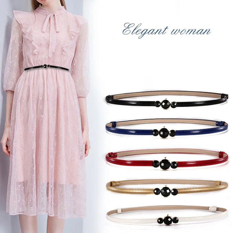 

2019 Cowhide Skinny Women Belt Thin Adjustable Waist Belts Fashion Dress Strap for Ladies Girls Designer Genuine Leather Belt
