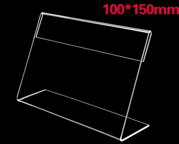 20PCS/LOT 100x150mm L Shaped Transparent Clear Acrylic Price Tag Sign