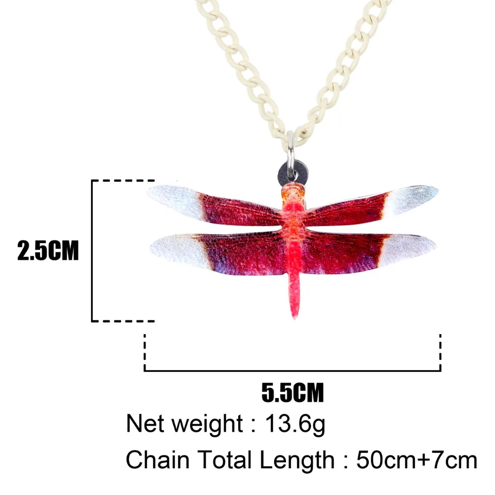 Bonsny Acrylic Anime Red Dragonfly Necklace Pendant Long Chain Collar  Fashion Cute Insect Summer Jewelry For Women Girls Gift - Necklace -  AliExpress