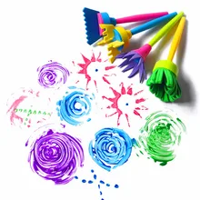 4 шт./компл. DIY Инструменты для рисования Drawaing игрушки цветок штамп губка кисточки комплект, принадлежности для живописи для детей