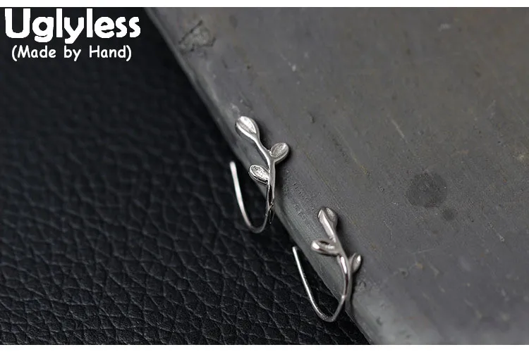 

Uglyless Real S 925 Sterling Silver Handmade Branch Studs for Women Simple Fashion Leaves Jewelry Designer Korean Brincos Bijoux