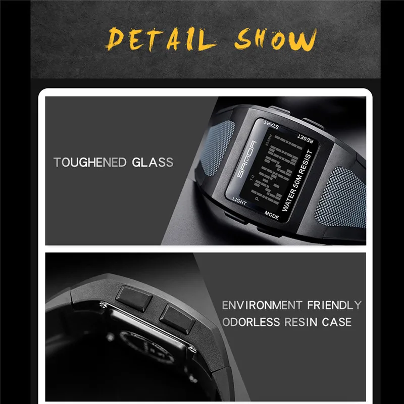 Творческий Для мужчин часы Прямоугольный циферблат наручные часы электронные цифровые спортивные модные ремень темпера Для мужчин t часы Relogio Masculino* E/качественно дизайн