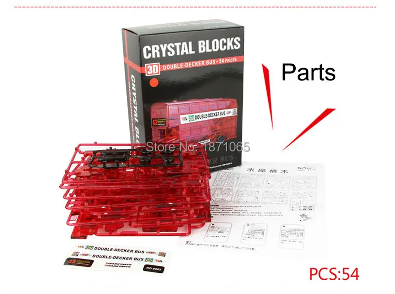 Fun 3D Crystal Puzzle For Children Mini DIY 54Pcs Double-Decker Bus Model Learning Educational Toys For Adult Christmas Gift 2