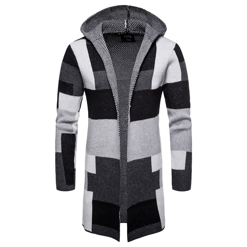 Fashionable Mens Winter Sweater Mens Cardigan Hooded Long Sleeve Sweaters Casual Hooded Cardigans 