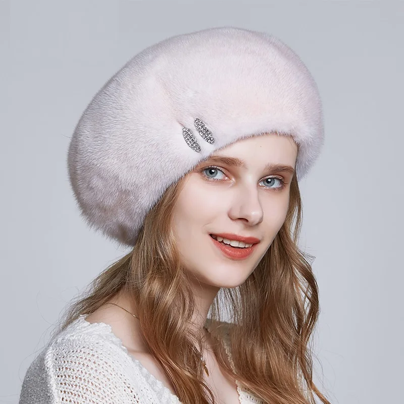 

Winter new fashion real fur hat,high quality mink fur baret hat women,warm fur hat french beret winter hats 18601