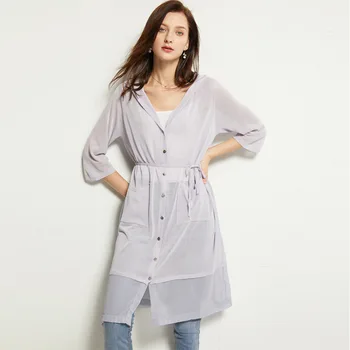 

Thin Section Knitting Unlined Upper Garment Cardigan Woman Casual Coat