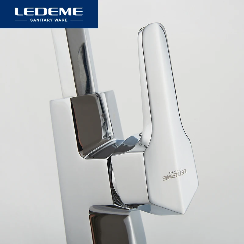 LEDEME Смеситель для кухни высокий с гайкой латунь Цвет: хром L4059 2|kitchen faucet pull|kitchen pull