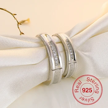 

1 Pair Price Fashion Sterling Silver Couple Finger Rings New Romantic Engagement Wedding Promise Rings Women Men Jewelry Gift