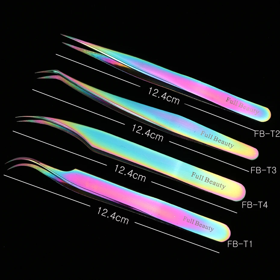 4 типа прямой изогнутый Радужный Пинцет для наращивания ресниц для женщин макияж маникюр прецизионный Пикер Профессиональный пинцет для бровей FBT1-4