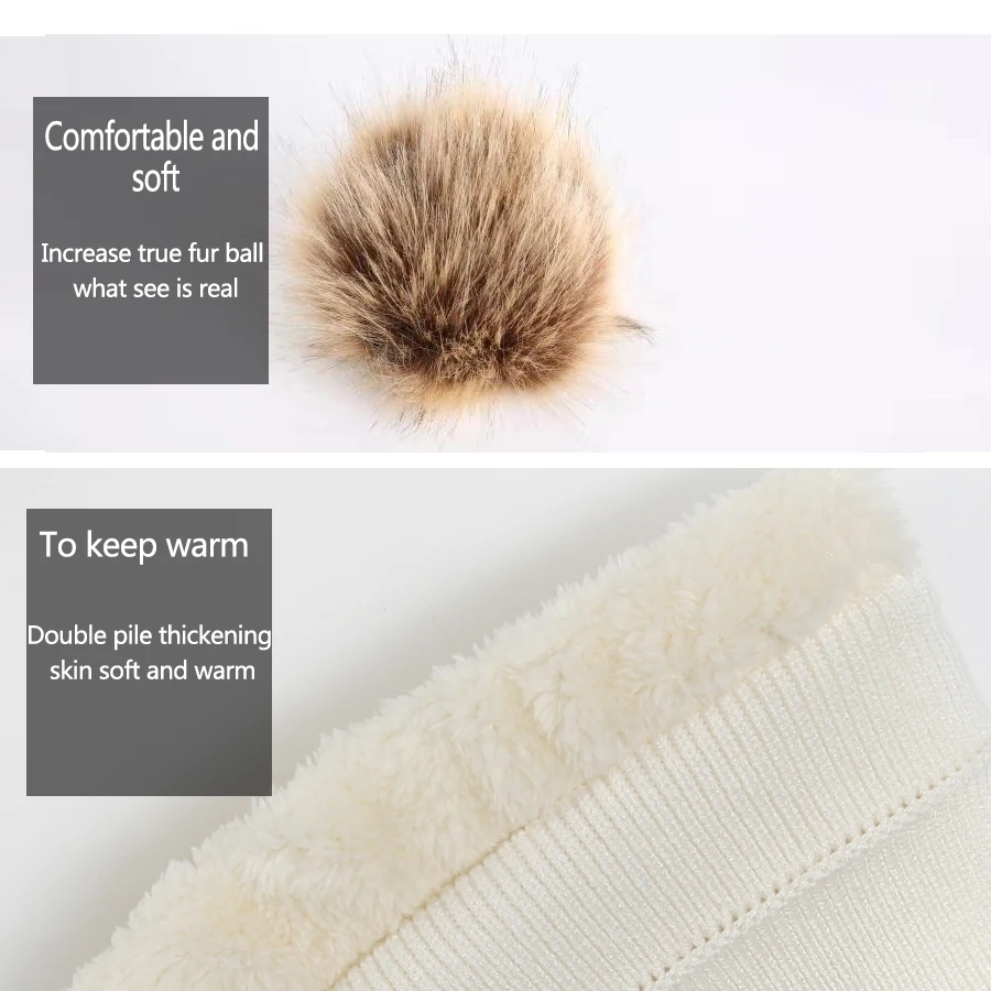 Girita Winter Women's knit hat fleece lined Hats crochet Skullies Beanies Pompon Fur Female Warm Caps The new listing (11)