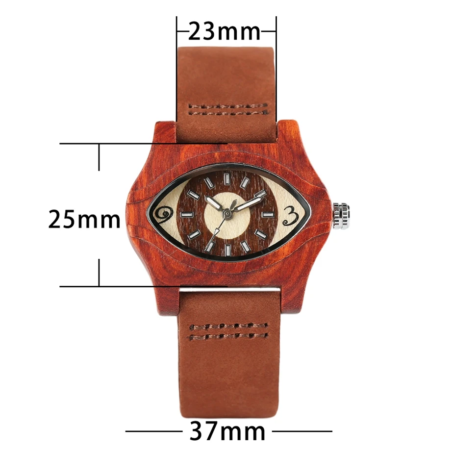 YISUYA Trendy Bamboo Wood Ladies Wrist Watch Like Eye Red Wooden Quartz Watch Nature Timber Creative Watches Women Bangle Clock (5)