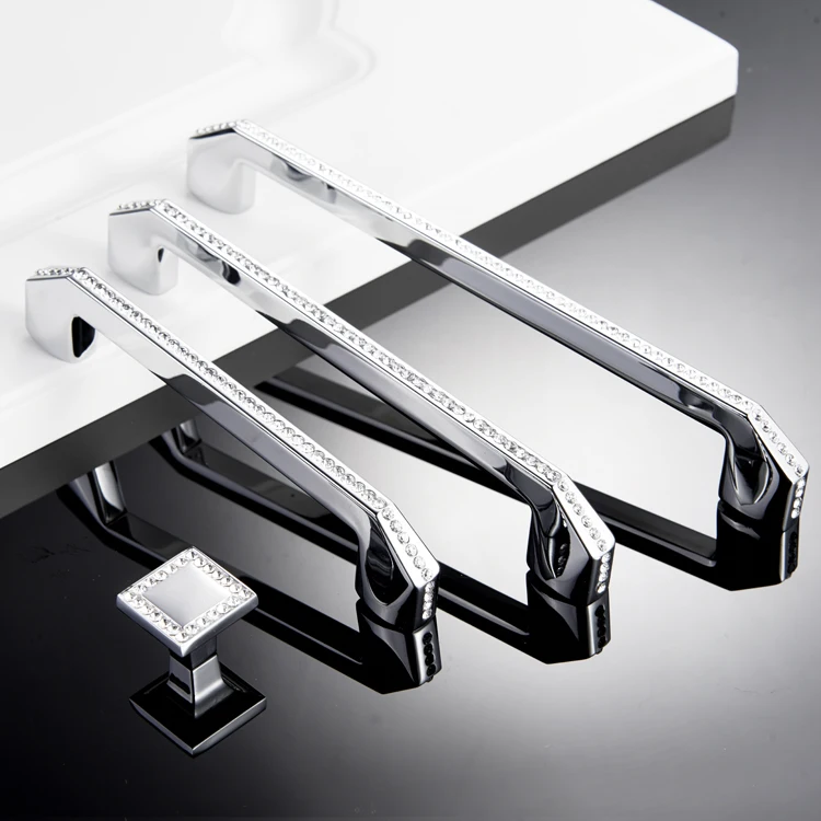 Crystal Dresser Pull Drawer Knobs Pulls Handles Glass Rhinestone Cabinet Door Handle Silver Modern Hardware Bling Decor