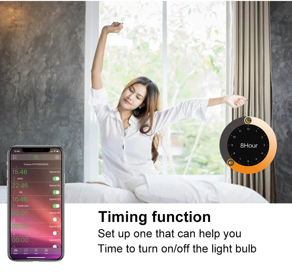 Светодиодный E27 Беспроводной умная bluetooth-подсветка Лампа 15 Вт AC85-265V с регулируемой яркостью умный B22 светодиодный лампы 20 режимов 16 Цвета применяются для домашнего освещения